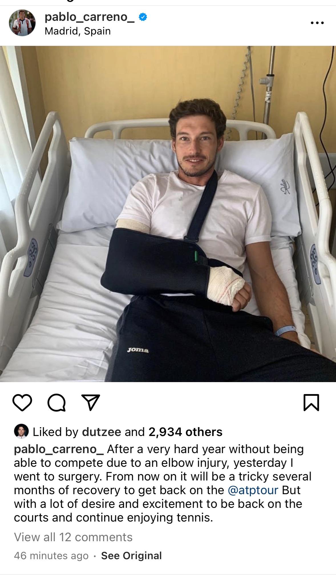 Carreno Busta Injury Forces Retirement From Match