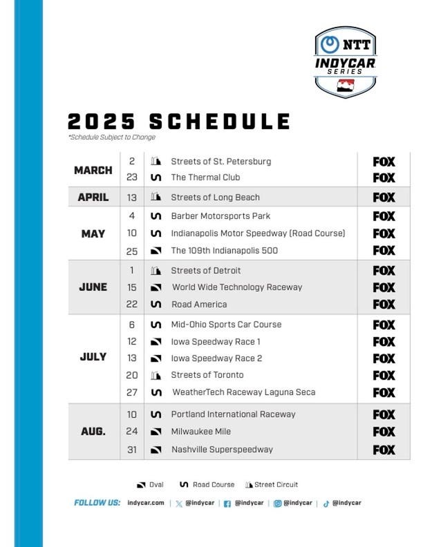 Indy Schedule 2025 Released: Plan Your Racing Year Now