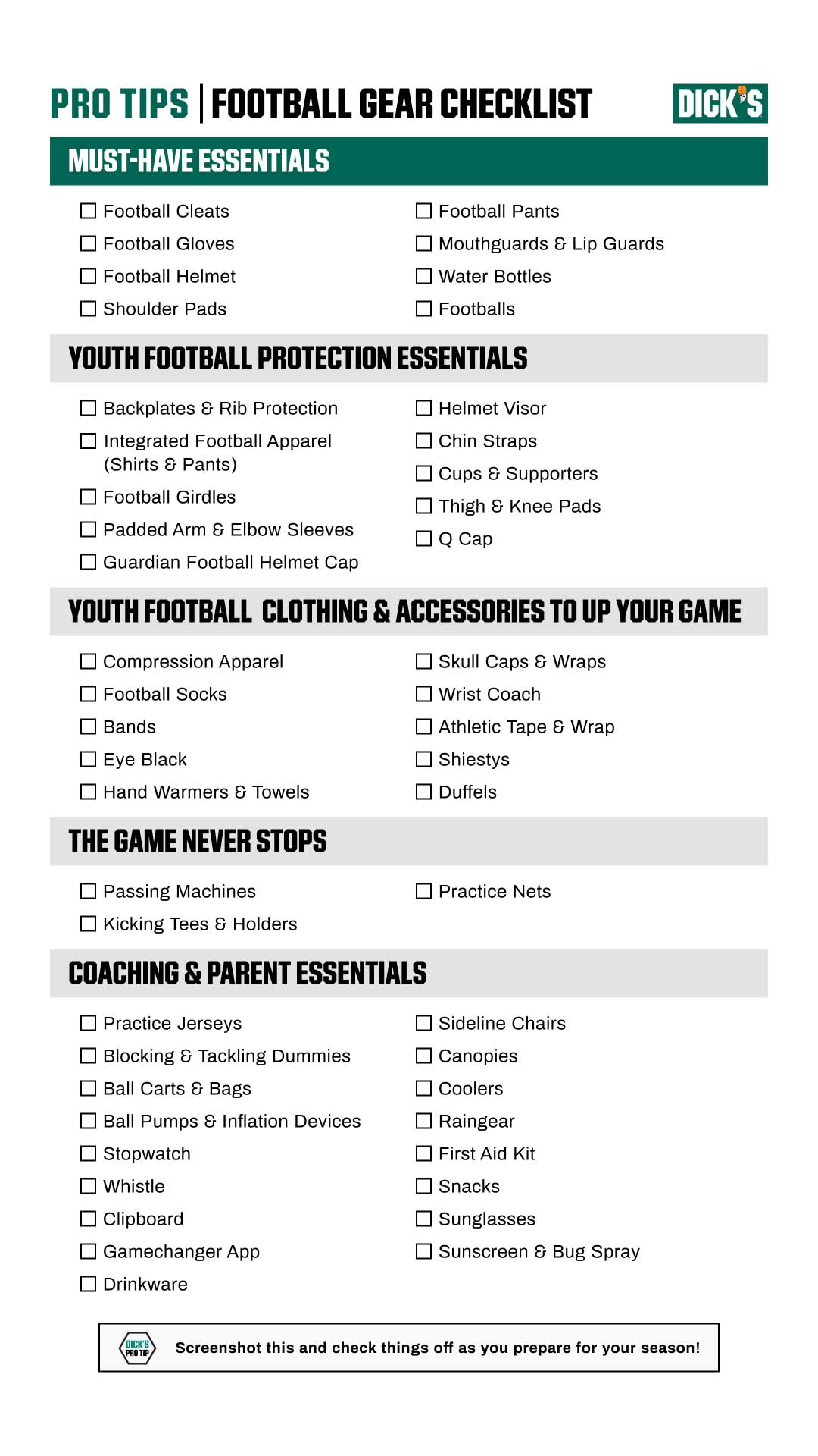 What equipment is needed for tackle football? Check out this complete checklist!