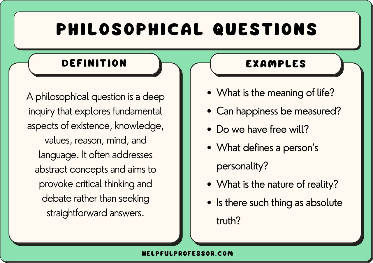 Whats a Philosophical Question? Simple Examples of Which of the Following