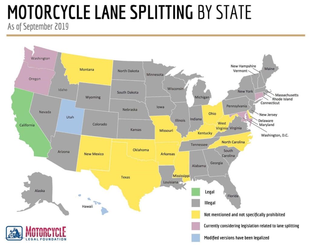 Where is lane splitting legal riding tips for different states!