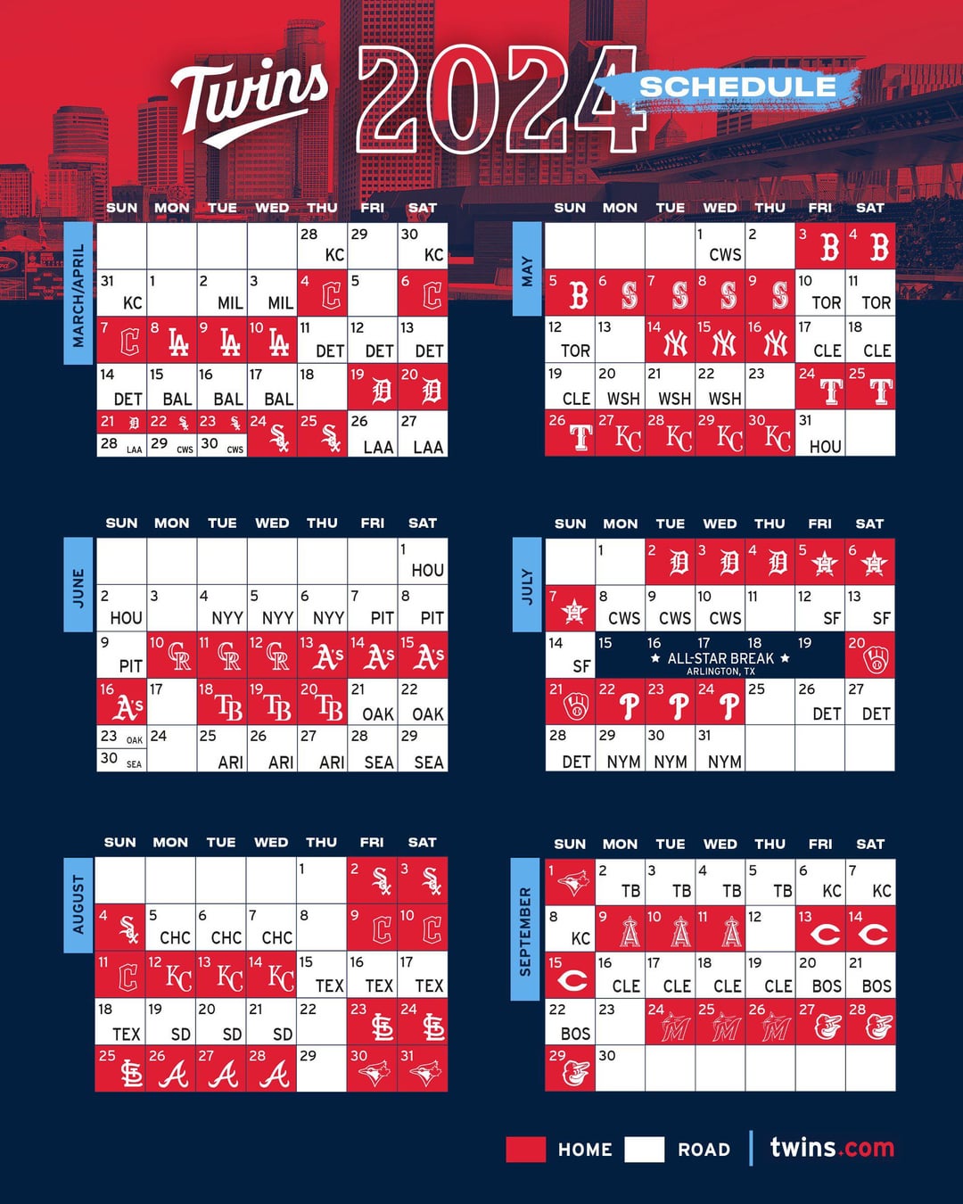 Twins 2024 game calendar pdf download your ballpark dates here