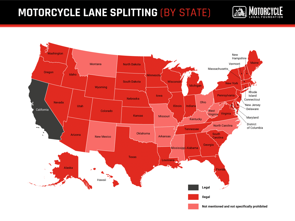 which US states allow lane splitting for motorcycles find out here